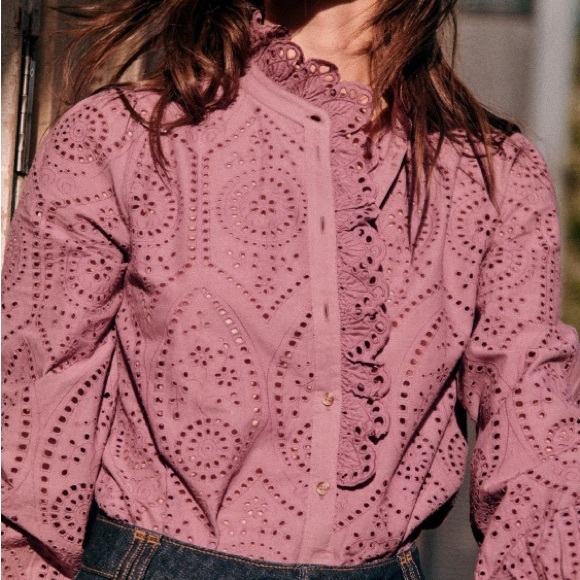 Sezane Tops - Sezane Chlo Ruffle Button Front Shirt Wisteria Purple Size 34 French‎ US 2 Top